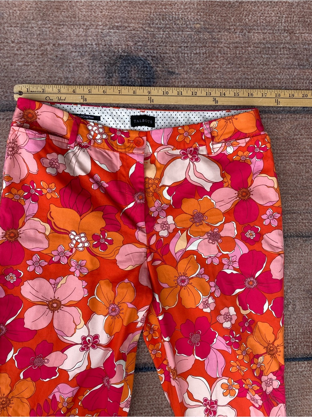 Talbots groovy flower power stretch poplin floral cropped pants 10 - Picture 4 of 8